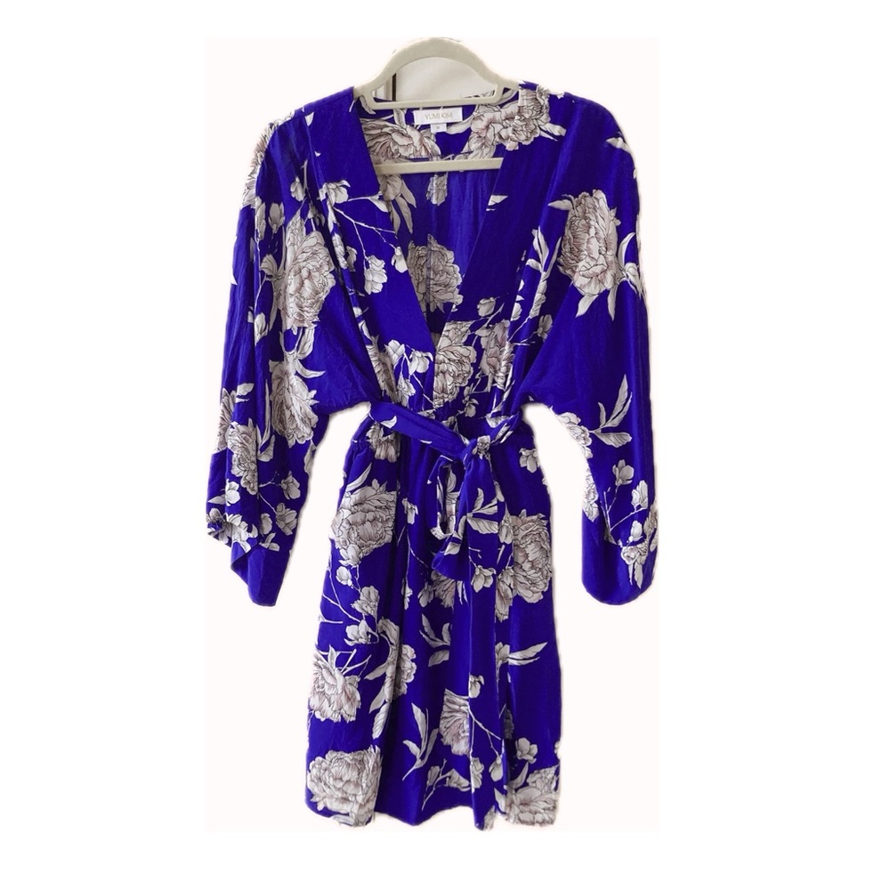 YUMI KIM Rare Silk Floral Mini Dress Party Tie-Waist V-Neck Summer Dress - Picture 2 of 15
